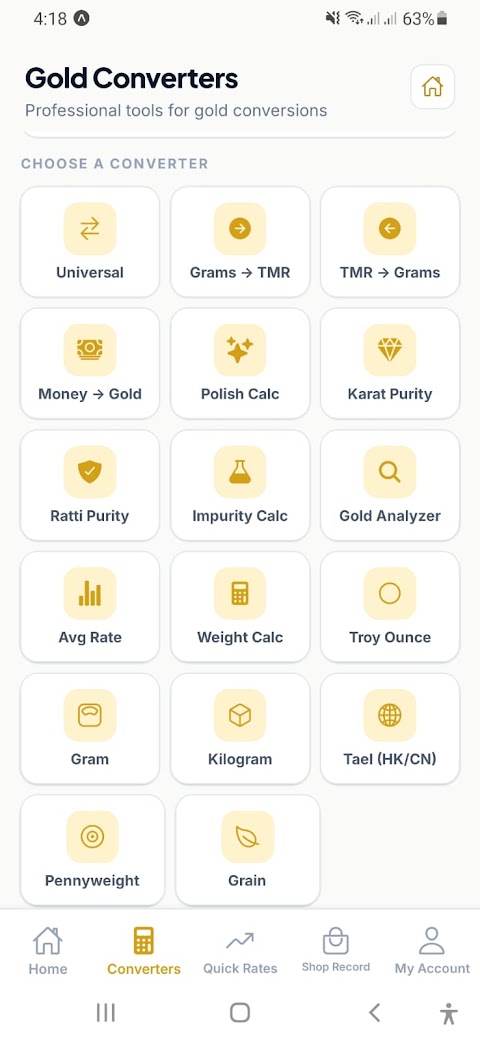 Goldify gold converters list including karat purity and polish calculators